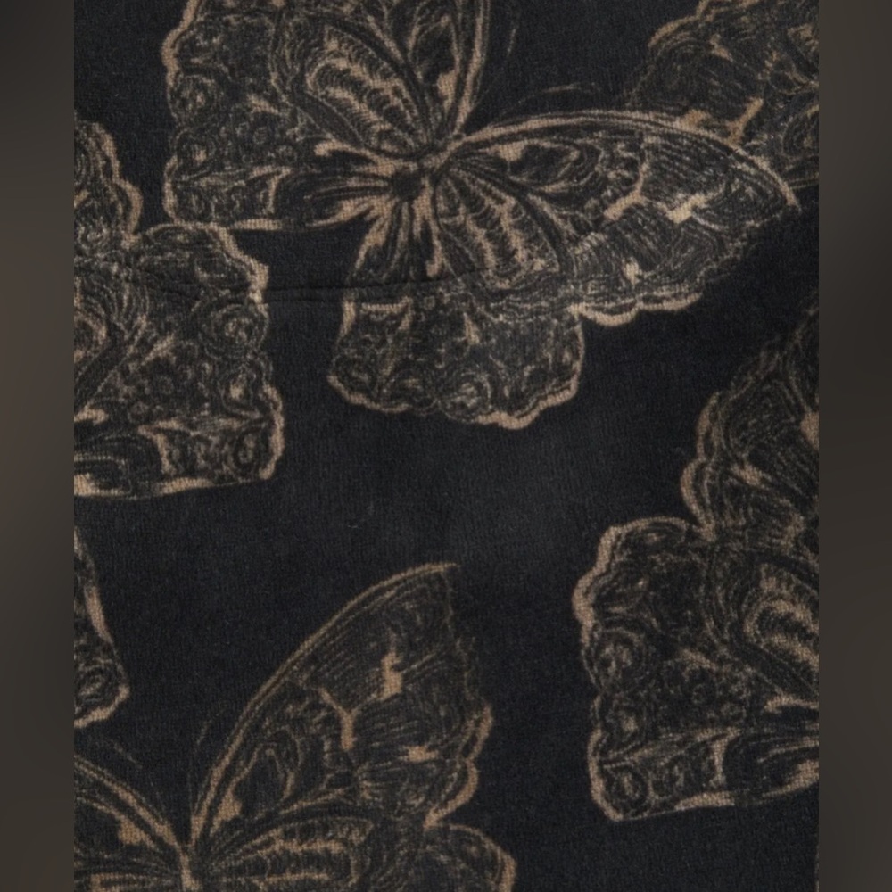 Johnny Was Zuri Modern Velour Sweatpants Black & Butterflies Size Medium NWT - Picture 8 of 14